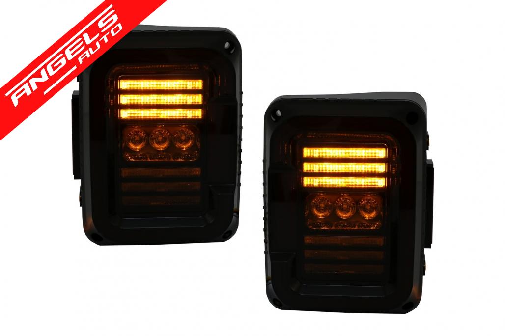 Stopuri Full LED compatibile cu Jeep Wrangler JK (2007-2017) Fumuriu - imagine 5