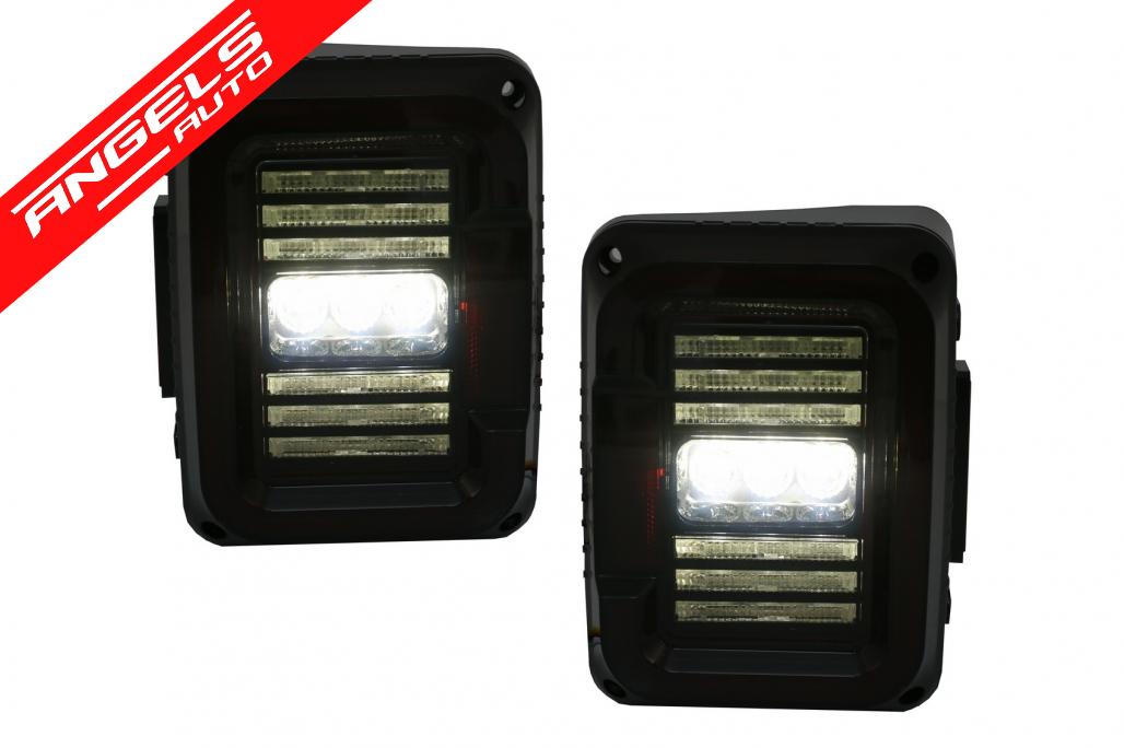 Stopuri Full LED compatibile cu Jeep Wrangler JK (2007-2017) Fumuriu - imagine 6