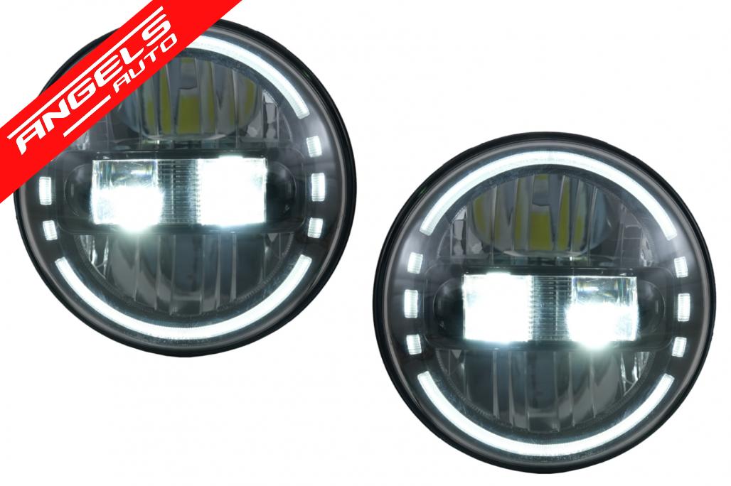 Faruri Full LED CREE Dublu Proiector compatibile cu Jeep Wrangler JK TJ Defender W463