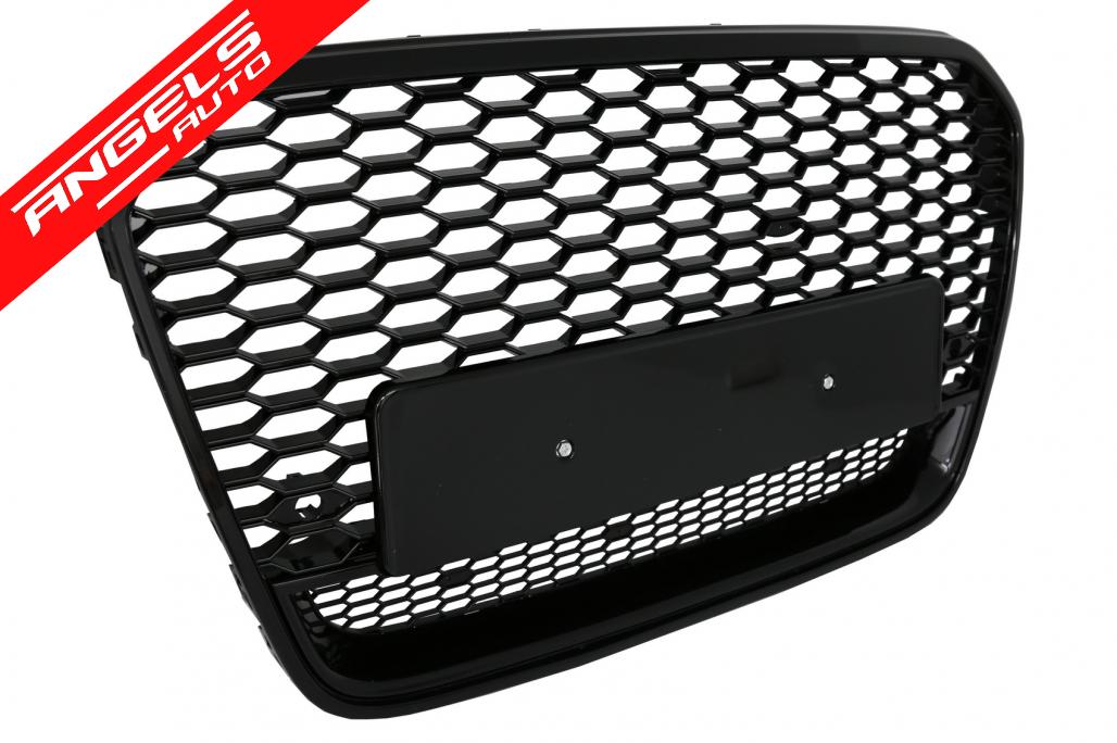 Grila compatibila cu Audi A6 C7 4G Pre-Facelift (2011-2014) RS6 Look Negru - imagine 2