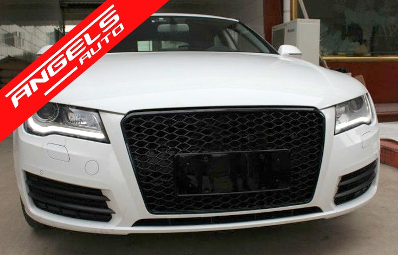 Grila Fata compatibila cu Audi A7 4G Pre-Facelift (2010-2014) RS7 Look Negru Lucios - imagine 4