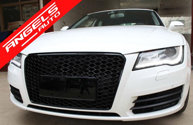 Grila Fata compatibila cu Audi A7 4G Pre-Facelift (2010-2014) RS7 Look Negru Lucios - imagine 5