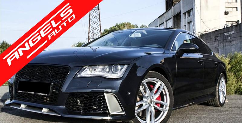 Grila Fata compatibila cu Audi A7 4G Pre-Facelift (2010-2014) RS7 Look Negru Lucios - imagine 6