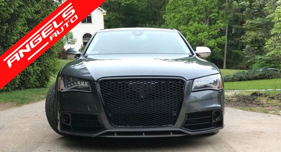 Grila Bara Fata compatibila cu Audi A8 D4 Facelift (2014-2017) RS8 Look Negru Lucios - imagine 5