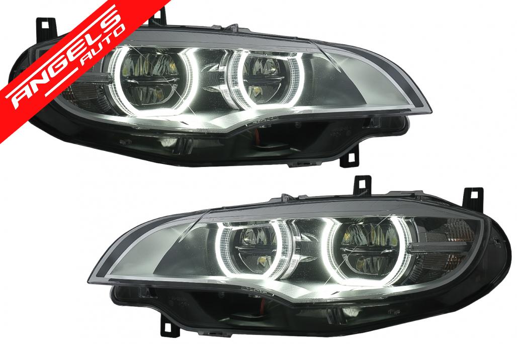 Faruri Angel Eyes 3D Dual Rims LED DRL compatibile cu BMW X6 E71 (2008-up) - imagine 4