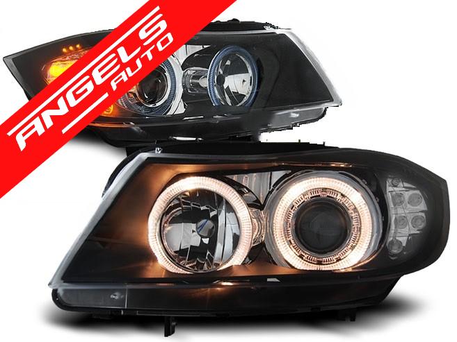 Faruri ANGEL EYES Indicator LED compatibile cu BMW E90/E91 (03.2005-08.2008) Negru - imagine 4