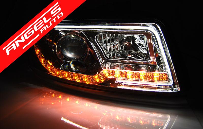 Faruri TUBE LIGHT compatibile cu Audi A4 (2000-2004) Crom - imagine 4