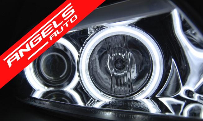 Faruri ANGEL EYES CCFL compatibile cu BMW Seria 3 E90/E91 05-08 CHROME - imagine 3