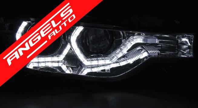 Faruri ANGEL EYES LED DRL compatibile cu BMW Seria 3 F30/F31 11-15 Negru - imagine 5