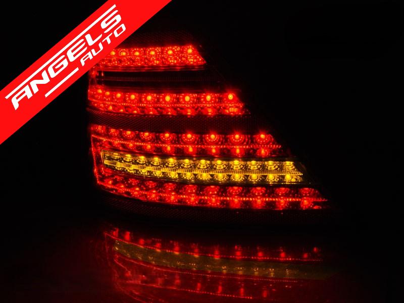 Stopuri LED SEQ compatibile cu Mercedes S-Class W221 (2005-2009) Rosu Fumuriu - imagine 2