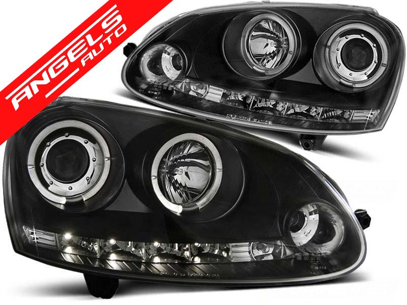 Faruri ANGEL EYES LED compatibile cu VW compatibile cu Golf 5 (2003-2009) Negru - imagine 4