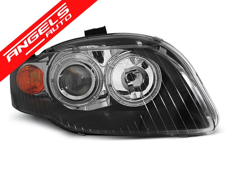 Faruri ANGEL EYES Negru potrivite pentru compatibile cu Audi A4 B7 11.04-03.08 - imagine 2