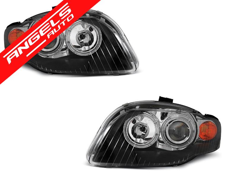 Faruri ANGEL EYES Negru potrivite pentru compatibile cu Audi A4 B7 11.04-03.08