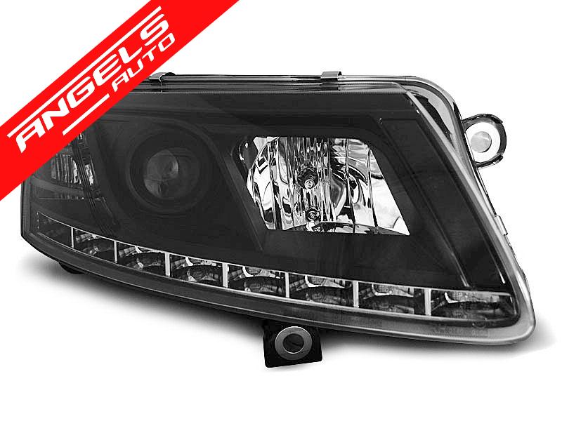 Faruri LED compatibile cu Audi A6 C6 2004-2008 DRL Xenon Fara AFS NEGRU - imagine 3
