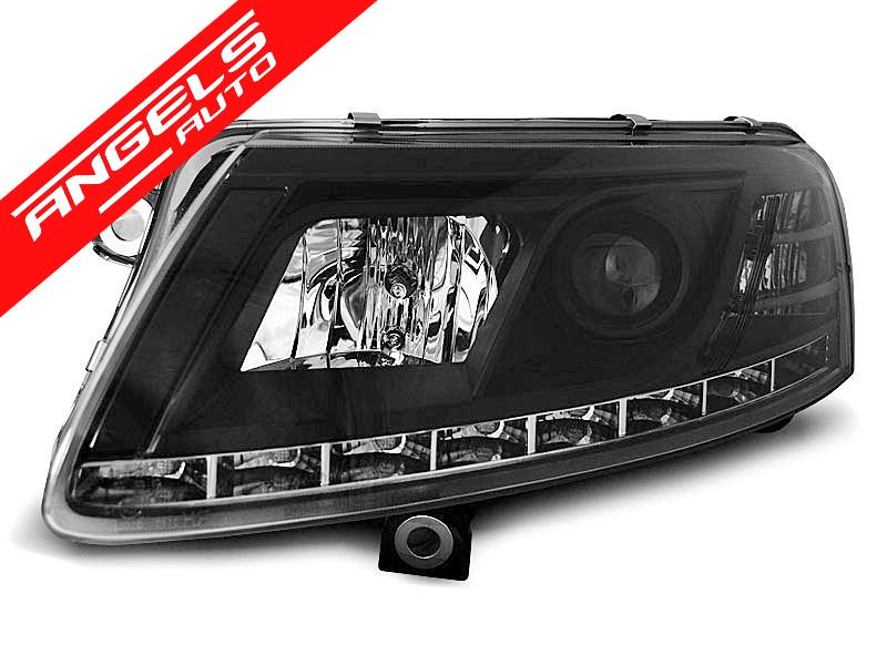 Faruri LED compatibile cu Audi A6 C6 2004-2008 DRL Xenon Fara AFS NEGRU - imagine 4