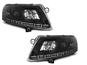 Faruri LED compatibile cu Audi A6 C6 2004-2008 DRL Xenon Fara AFS NEGRU