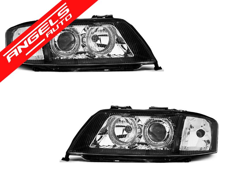 Faruri XENON Faruri ANGEL EYES Negru potrivite pentru compatibile cu Audi A6 05.97-09.99