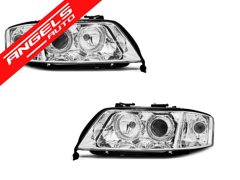 Faruri ANGEL EYES CHROME potrivite pentru compatibile cu Audi A6 06.01-05.04