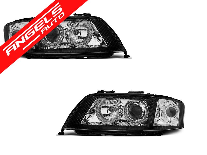 Faruri ANGEL EYES Negru potrivite pentru compatibile cu Audi A6 06.01-05.04