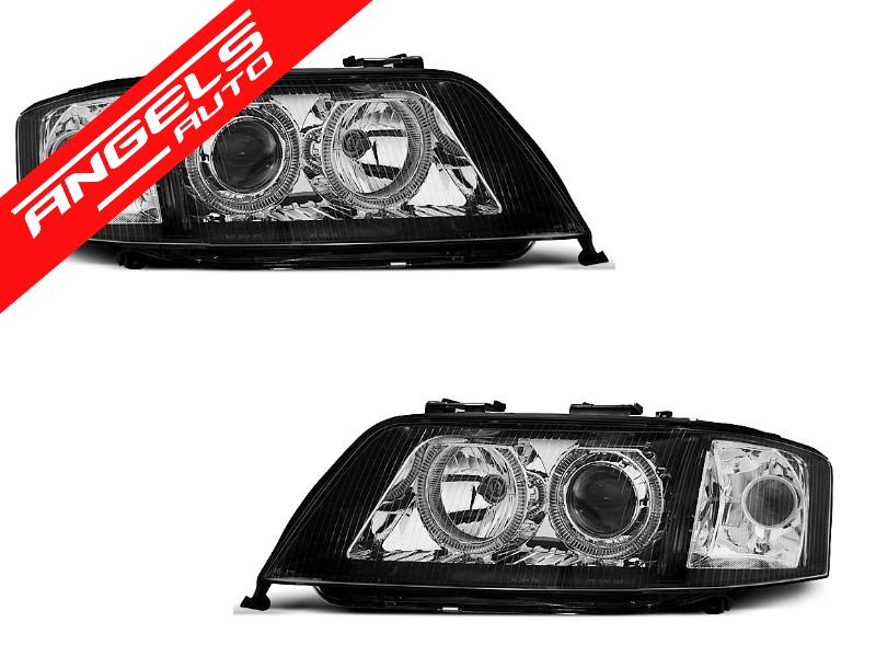 Faruri XENON Faruri ANGEL EYES Negru potrivite pentru compatibile cu Audi A6 10.99-06.01