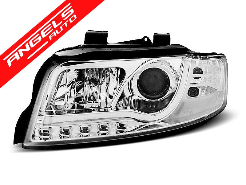 Faruri Tube Light compatibile cu Audi A4 2000-2004 LED Crom - imagine 3