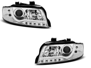Faruri Tube Light compatibile cu Audi A4 2000-2004 LED Crom