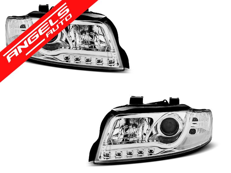 Faruri Tube Light compatibile cu Audi A4 2000-2004 LED Crom