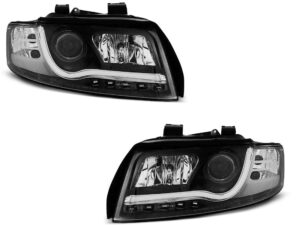 Faruri TUBE LIGHT compatibile cu Audi A4 2000-2004 Black Design