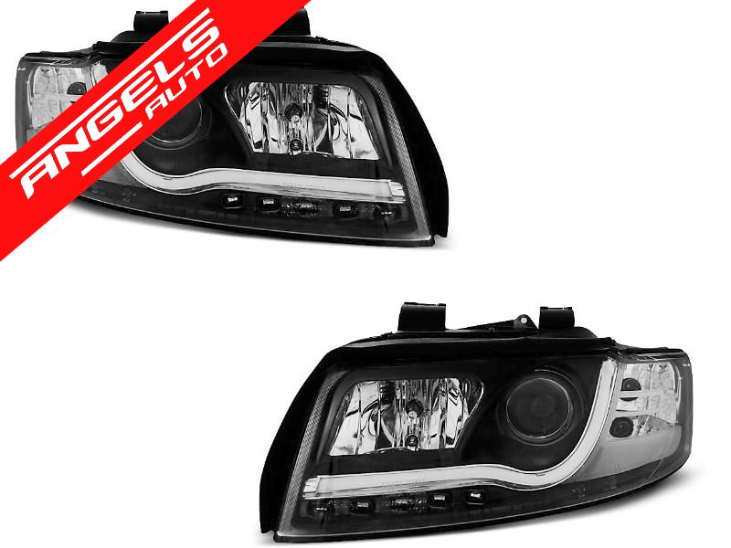 Faruri TUBE LIGHT compatibile cu Audi A4 2000-2004 Black Design