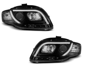 Faruri TUBE LIGHT compatibile cu Audi A4 B7 2004-2008 Black Design
