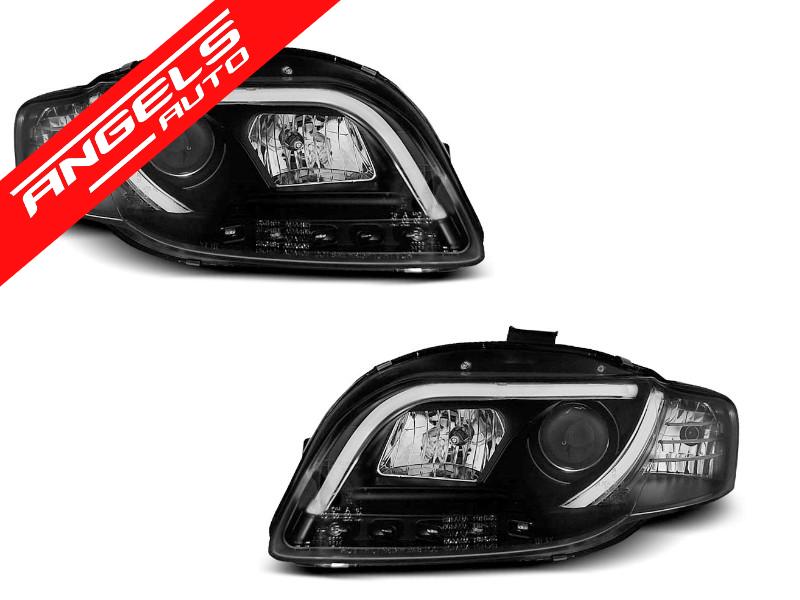 Faruri TUBE LIGHT compatibile cu Audi A4 B7 2004-2008 Black Design