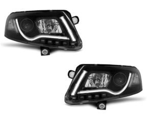 Faruri TUBE LIGHT compatibile cu Audi A6 4F 2004-2008 Black Design