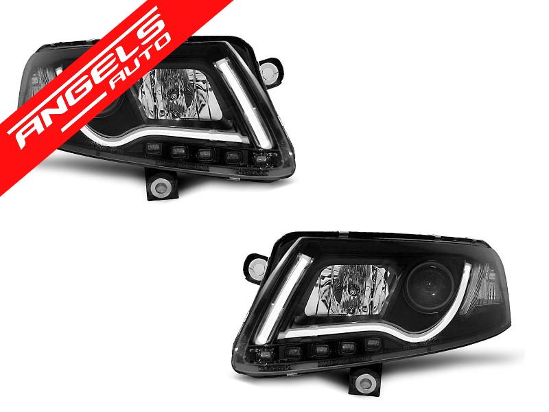 Faruri TUBE LIGHT compatibile cu Audi A6 4F 2004-2008 Black Design