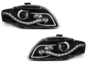 Faruri TRUE DRL Negru potrivite pentru compatibile cu Audi A4 B7 11.04-03.08
