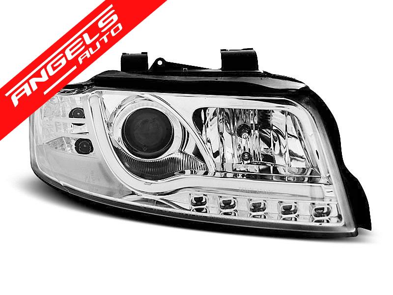 Faruri Tube Light DRL compatibile cu Audi A4 2000-2004 Crom LED - imagine 2