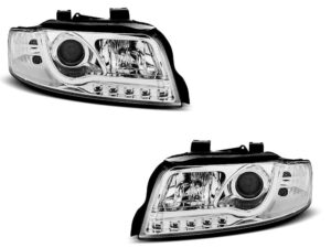 Faruri Tube Light DRL compatibile cu Audi A4 2000-2004 Crom LED