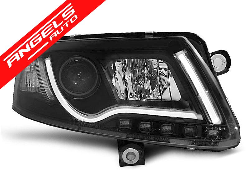 Faruri Xenon TUBE LIGHT Tru DRL Negru compatibile cu Audi A6 C6 (2004-2008) - imagine 2