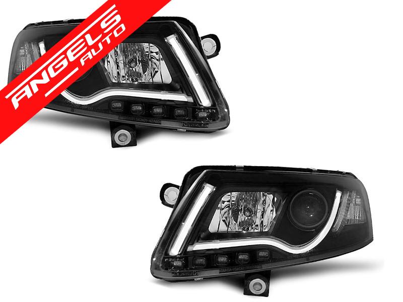 Faruri Xenon TUBE LIGHT Tru DRL Negru compatibile cu Audi A6 C6 (2004-2008)