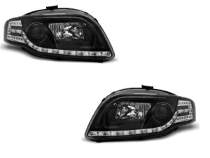Faruri TUBE LIGHT compatibile cu Audi A4 B7 2004-2008 Black Design