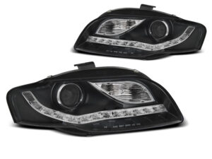Faruri LED compatibile cu Audi A4 B7 2004-2008 Black Semnal LED
