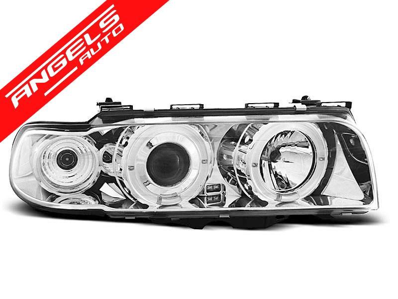 Faruri Angel Eyes compatibile cu BMW Seria 7 E38 1994 - 1998 interior Crom - imagine 3