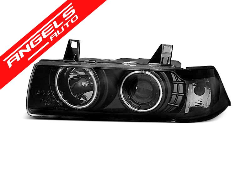 Faruri compatibile cu BMW E36 Coupe ANGEL EYES CCFL 90-99 Negru - imagine 3