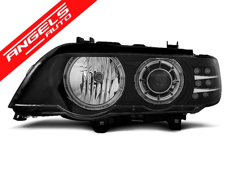 Faruri ANGEL EYES Negru LED INDICATOR potrivite pentru compatibile cu BMW X5 E53 09.99-10.03 - imagine 3