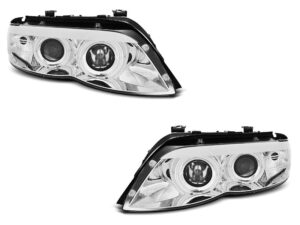 Faruri Angel Eyes compatibile cu BMW  X5 E53 2003-2006 Crom Xenon