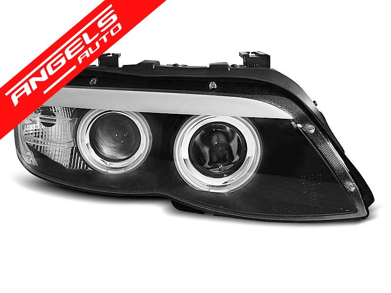 Faruri Angel Eyes compatibile cu BMW X5 E53 2003-2006 Fundal Negru Xenon - imagine 2