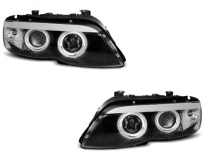 Faruri Angel Eyes compatibile cu BMW  X5 E53 2003-2006 Fundal Negru Xenon