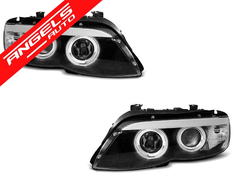 Faruri Angel Eyes compatibile cu BMW X5 E53 2003-2006 Fundal Negru Xenon