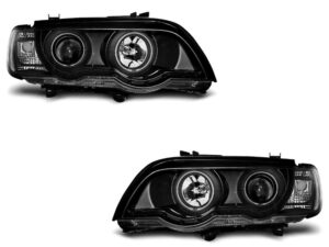 Faruri Angel Eyes CCFL compatibile cu BMW  X5 E53 1999-2003 Interior Negru Xenon