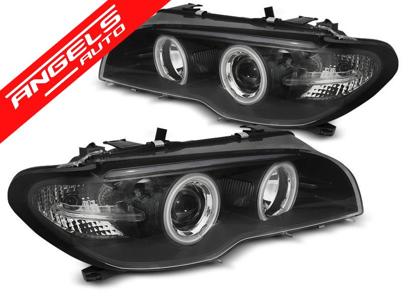 Faruri Angel Eyes CCFL compatibile cu BMW Seria 3 E46 2003-2006 Coupe Negru Xenon