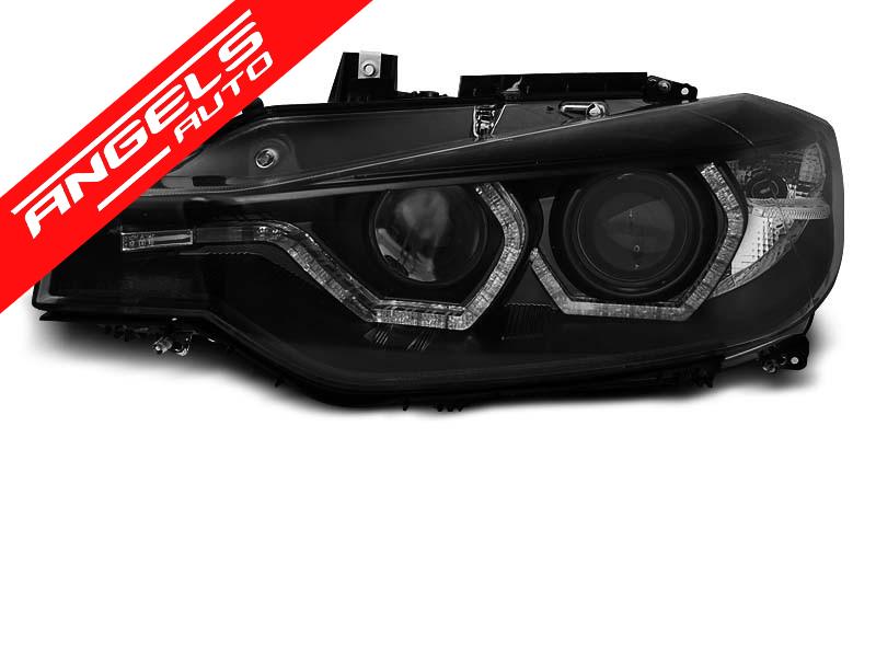 Faruri ANGEL EYES LED DRL compatibile cu BMW Seria 3 F30/F31 11-15 Negru - imagine 3